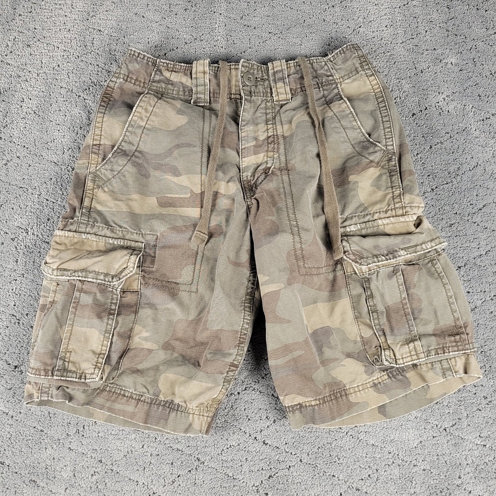 Vintage Mossimo Cargo Shorts Mens 28 Camo Ripstop Drawstring Streetwear Grunge